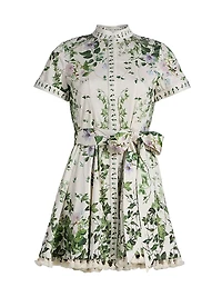 Lucy Tropical-Print Stretch-Cotton Mini Shirtdress