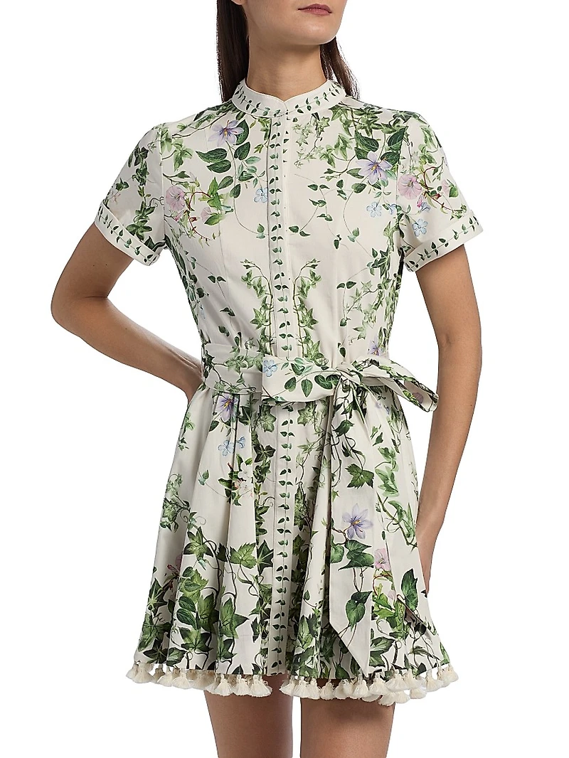 Lucy Tropical-Print Stretch-Cotton Mini Shirtdress
