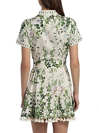 Lucy Tropical-Print Stretch-Cotton Mini Shirtdress