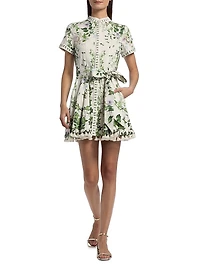 Lucy Tropical-Print Stretch-Cotton Mini Shirtdress