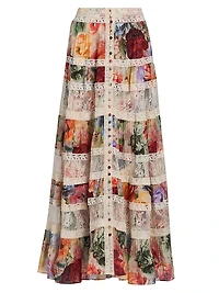 Adira Floral Tiered A-Line Maxi Skirt