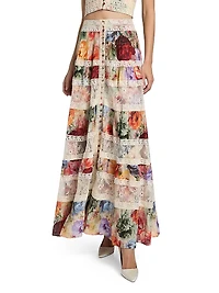 Adira Floral Tiered A-Line Maxi Skirt