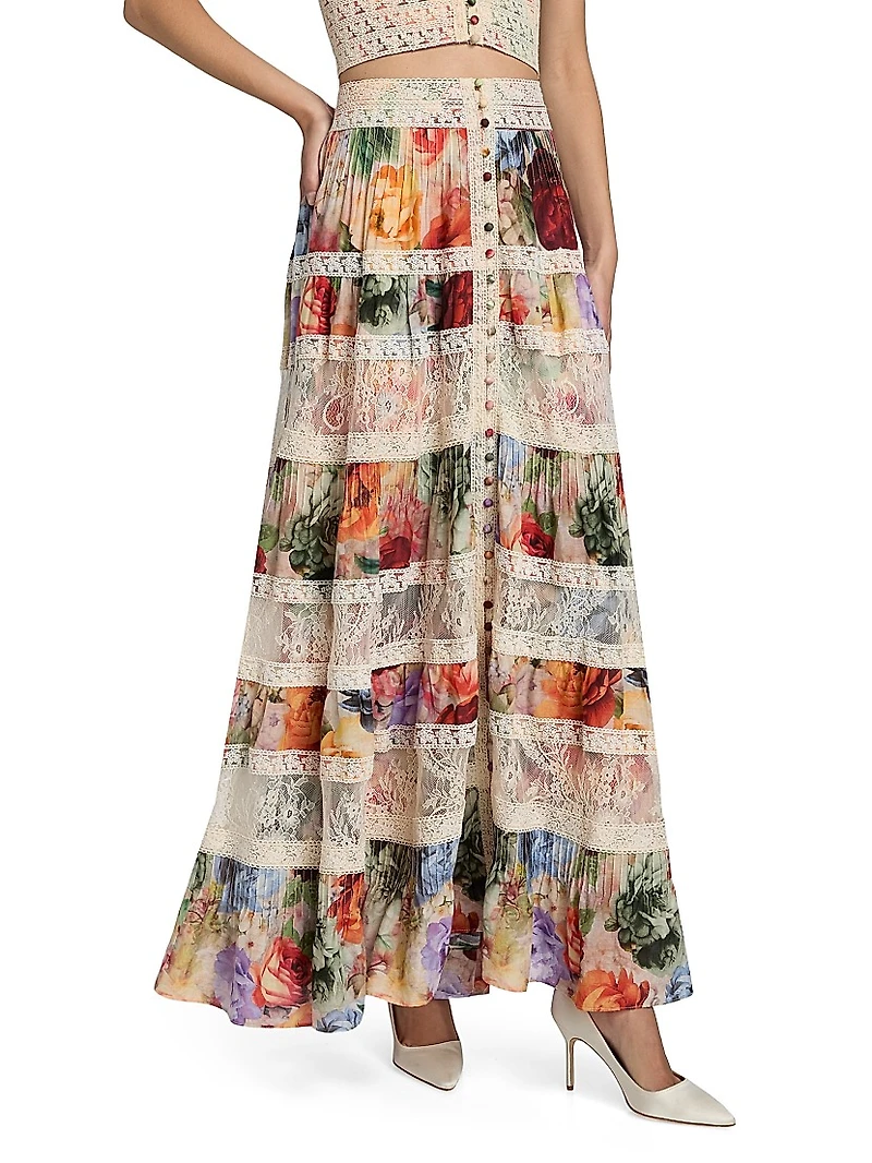 Adira Floral Tiered A-Line Maxi Skirt
