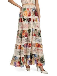 Adira Floral Tiered A-Line Maxi Skirt