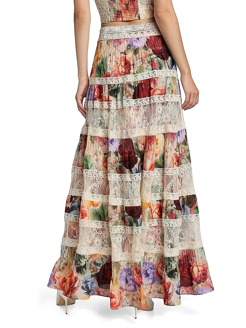 Adira Floral Tiered A-Line Maxi Skirt
