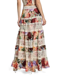 Adira Floral Tiered A-Line Maxi Skirt