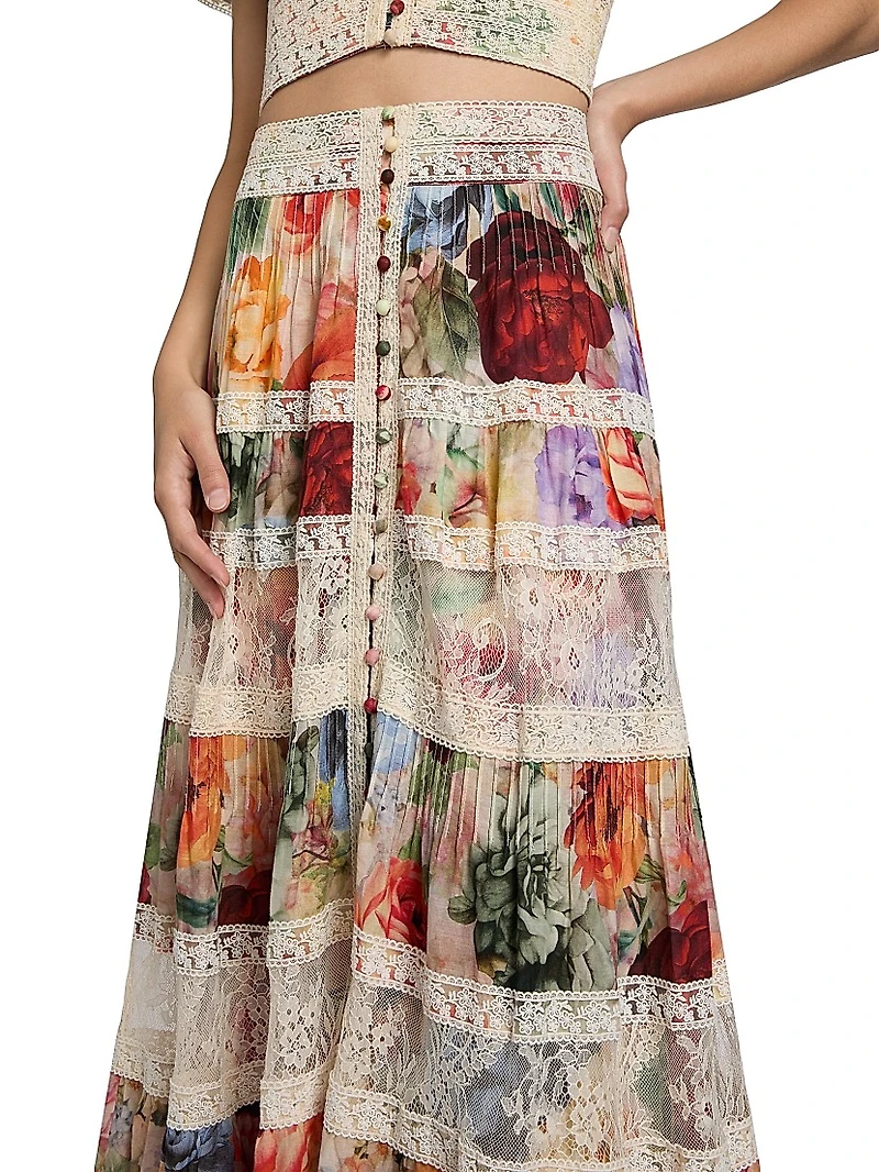 Adira Floral Tiered A-Line Maxi Skirt