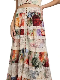 Adira Floral Tiered A-Line Maxi Skirt