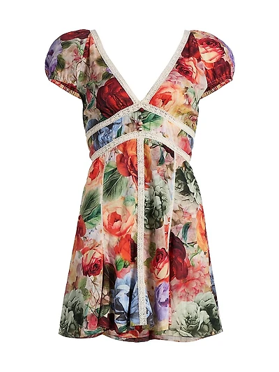 Plunging V-Neck Cotton Minidress