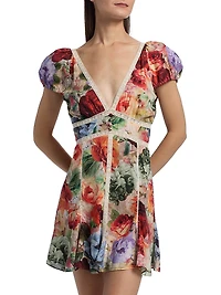 Plunging V-Neck Cotton Minidress