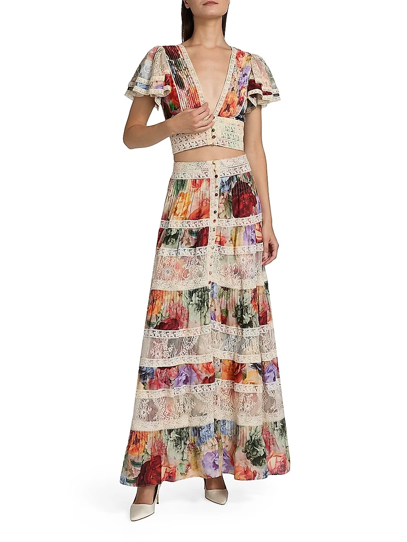 Keeley Floral Flutter-Sleeve Blouse