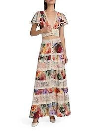 Keeley Floral Flutter-Sleeve Blouse