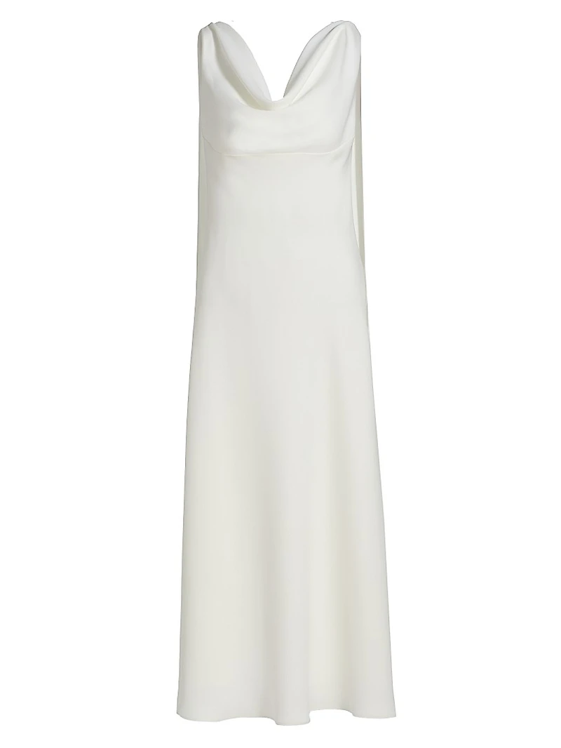 Draped Cowlneck Midi-Dress