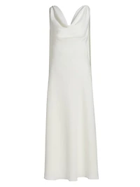 Draped Cowlneck Midi-Dress