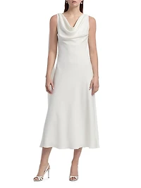 Draped Cowlneck Midi-Dress