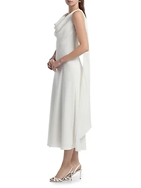 Draped Cowlneck Midi-Dress