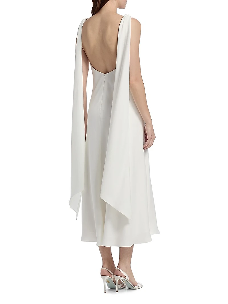 Draped Cowlneck Midi-Dress
