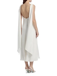 Draped Cowlneck Midi-Dress