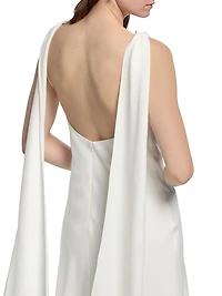 Draped Cowlneck Midi-Dress