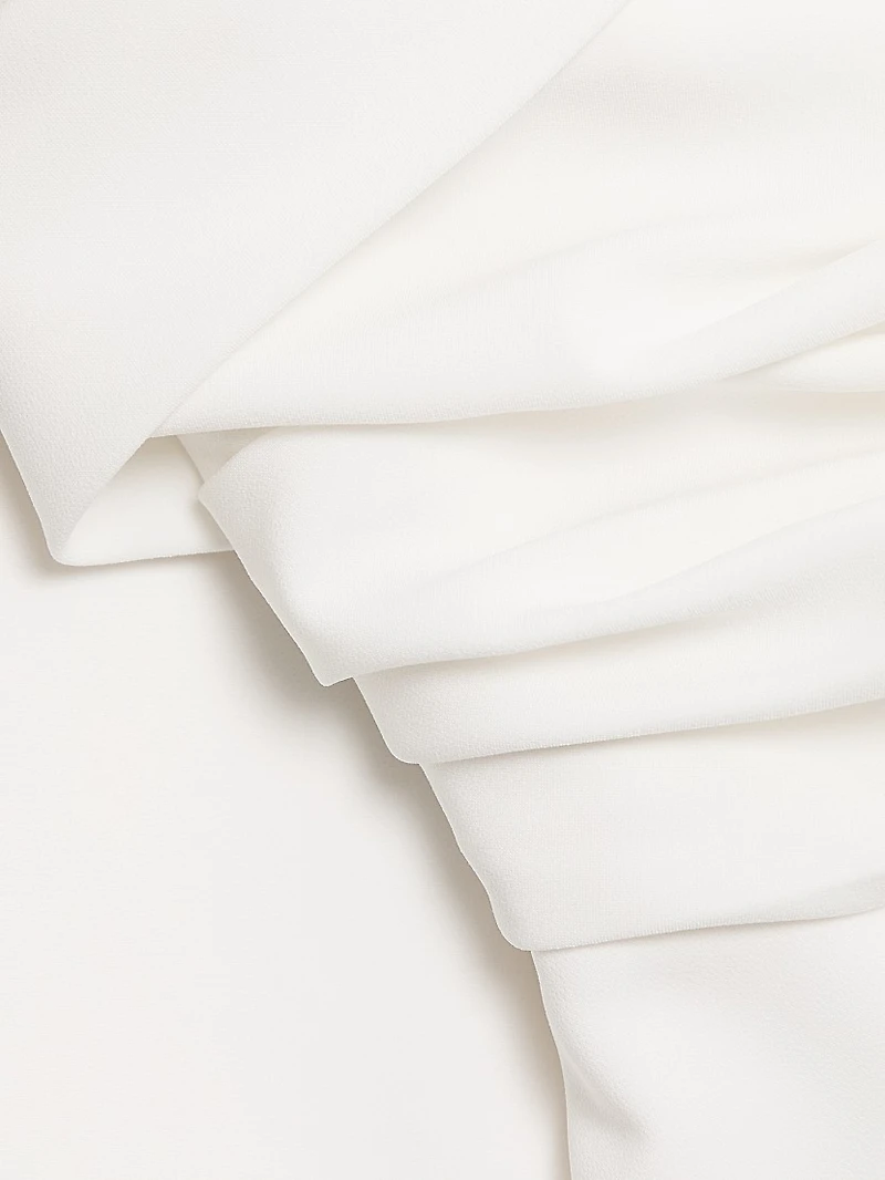 Crepe Draped One-Shoulder Midi-Dress