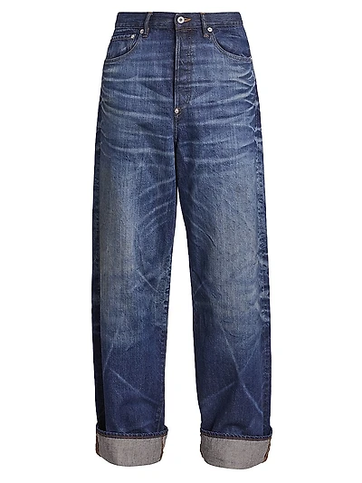 Turn-Up Wide Jeans