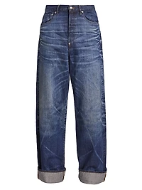 Turn-Up Wide Jeans