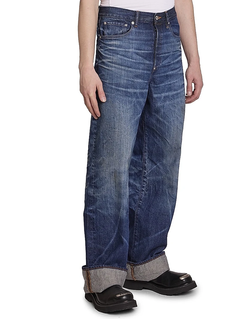 Turn-Up Wide Jeans