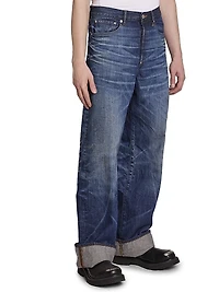 Turn-Up Wide Jeans