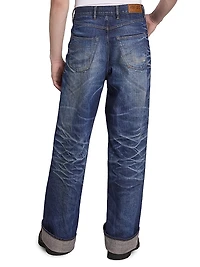 Turn-Up Wide Jeans