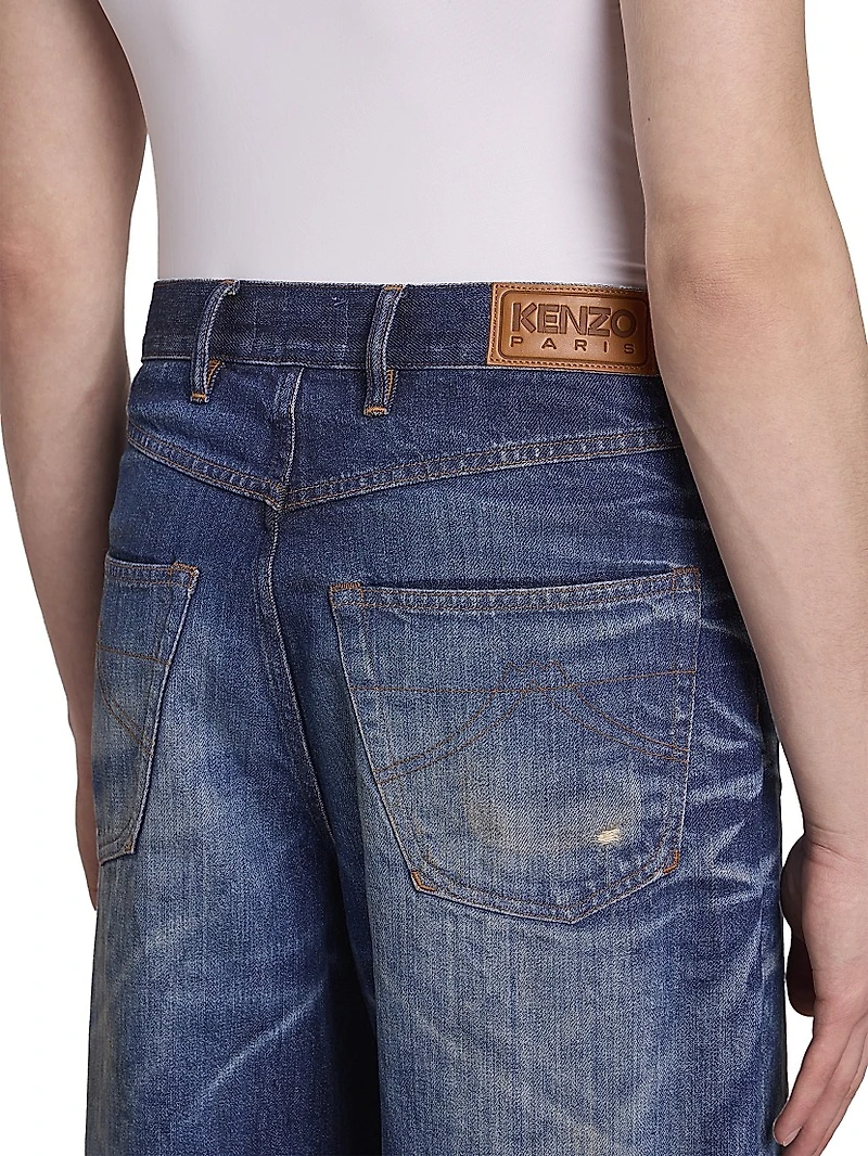 Turn-Up Wide Jeans