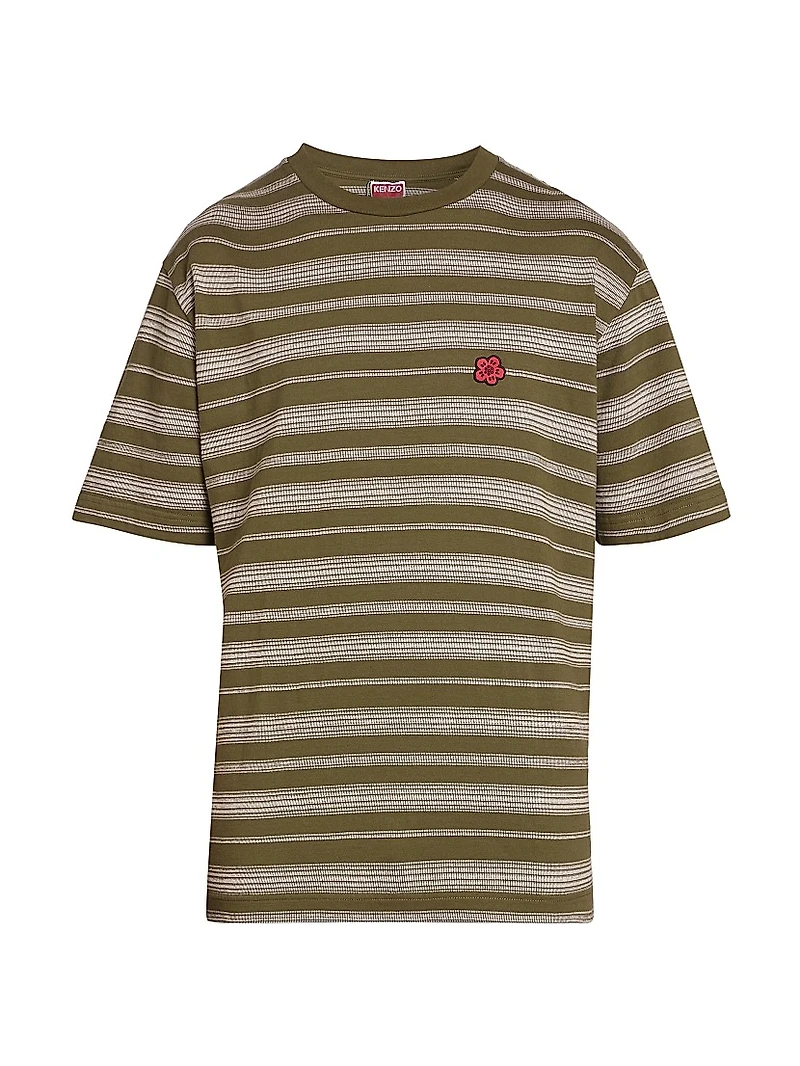 Flower Striped Crewneck T-Shirt