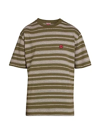 Flower Striped Crewneck T-Shirt