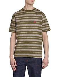 Flower Striped Crewneck T-Shirt