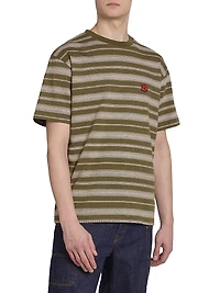 Flower Striped Crewneck T-Shirt