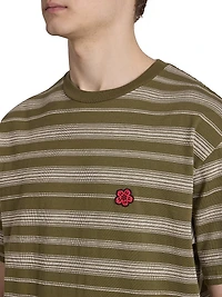 Flower Striped Crewneck T-Shirt