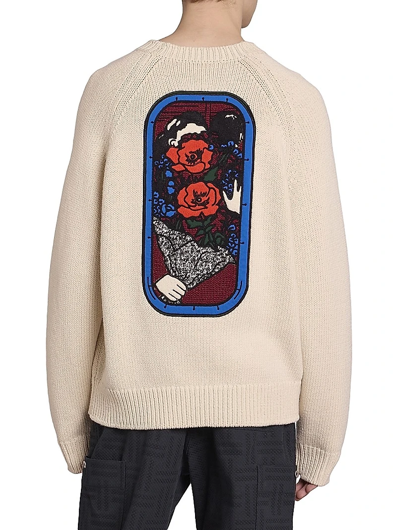 Stained-Glass Rose Wool-Blend Sweater