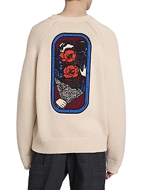 Stained-Glass Rose Wool-Blend Sweater
