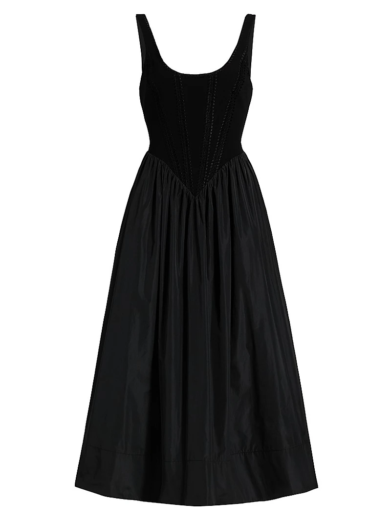 Martay Embroidered A-Line Midi-Dress
