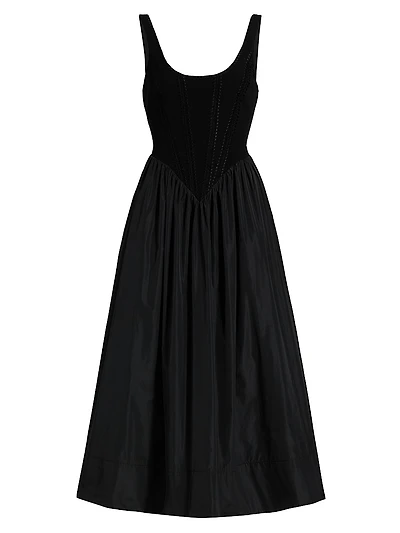Martay Embroidered A-Line Midi-Dress