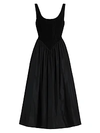 Martay Embroidered A-Line Midi-Dress