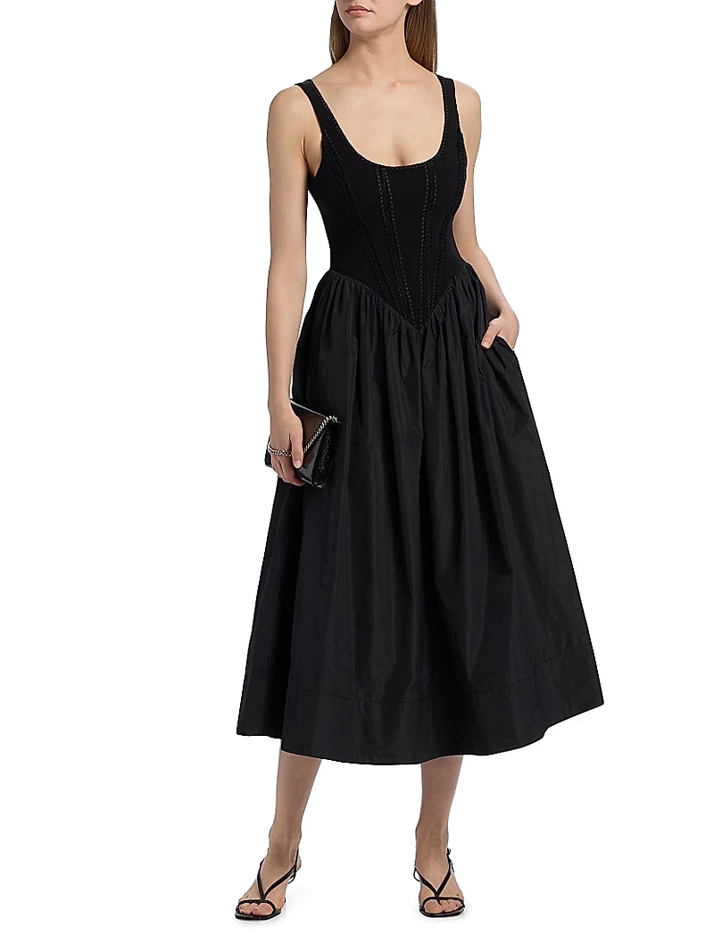 Martay Embroidered A-Line Midi-Dress