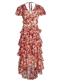 Tatum Floral Ruffled A-Line Midi-Dress