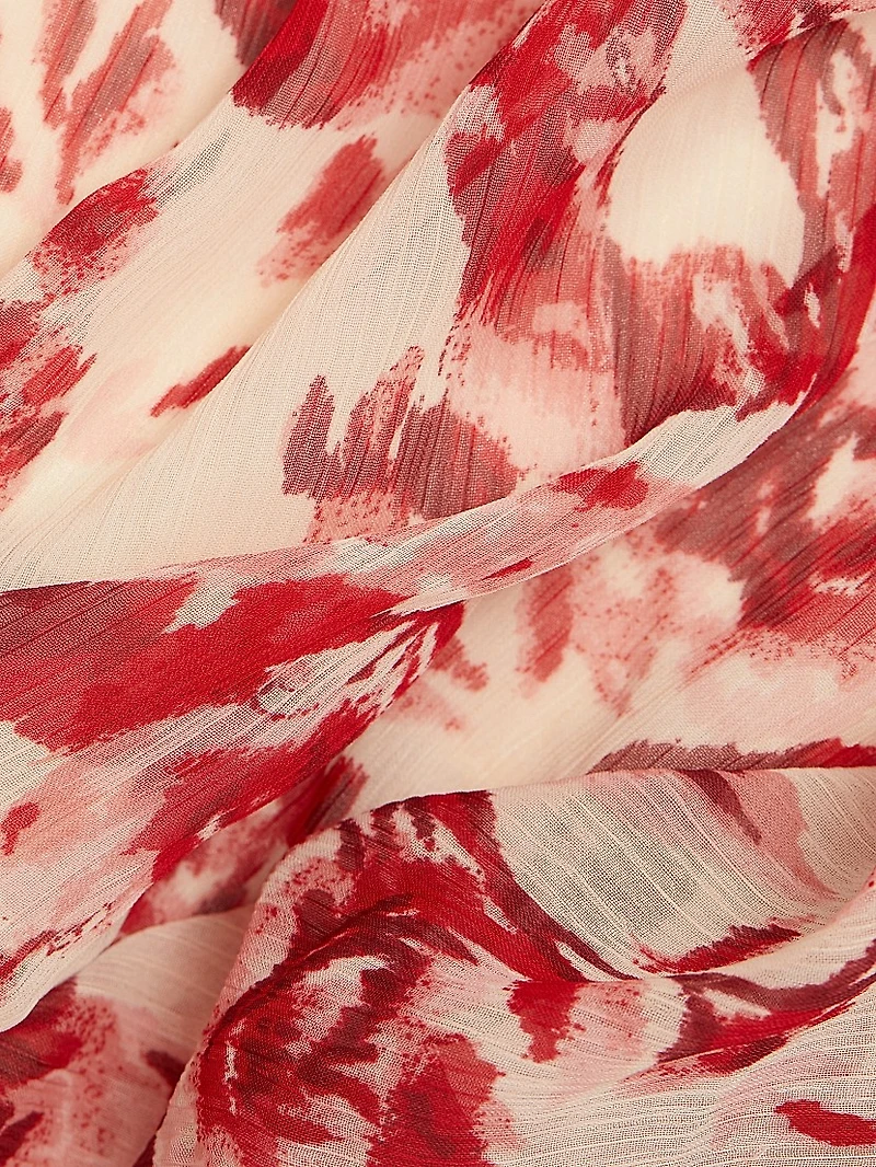 Tatum Floral Ruffled A-Line Midi-Dress