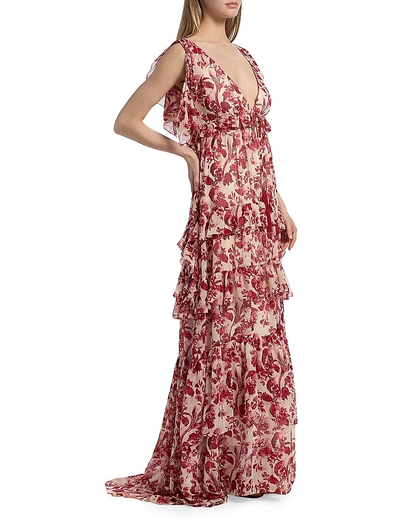 Omelia Floral Tiered Gown
