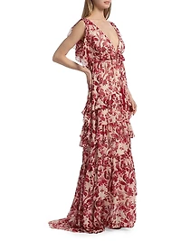 Omelia Floral Tiered Gown