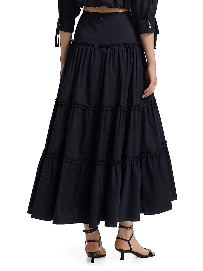 Roupao Tiered A-Line Skirt