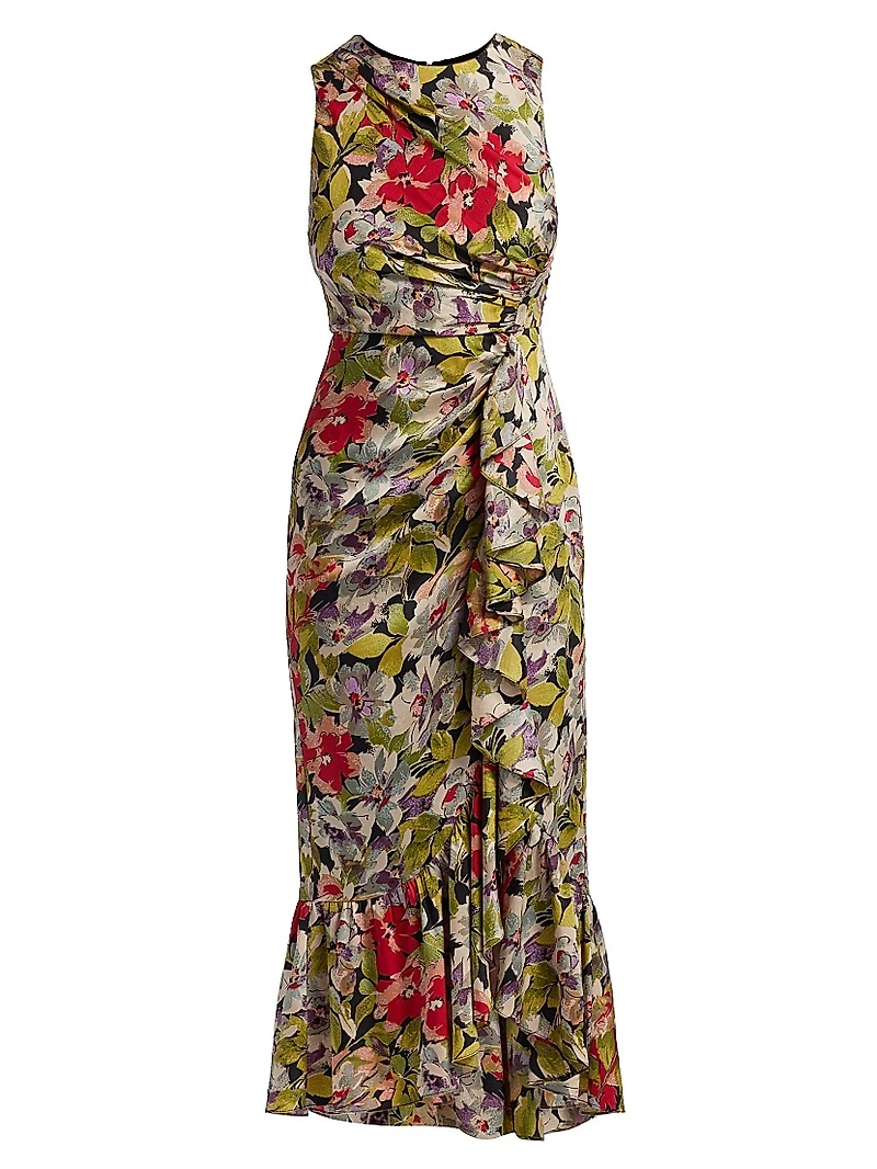 Canyon Bloom Elvira Printed Silk Midi-Dress