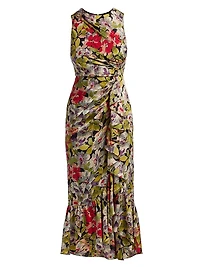 Canyon Bloom Elvira Printed Silk Midi-Dress