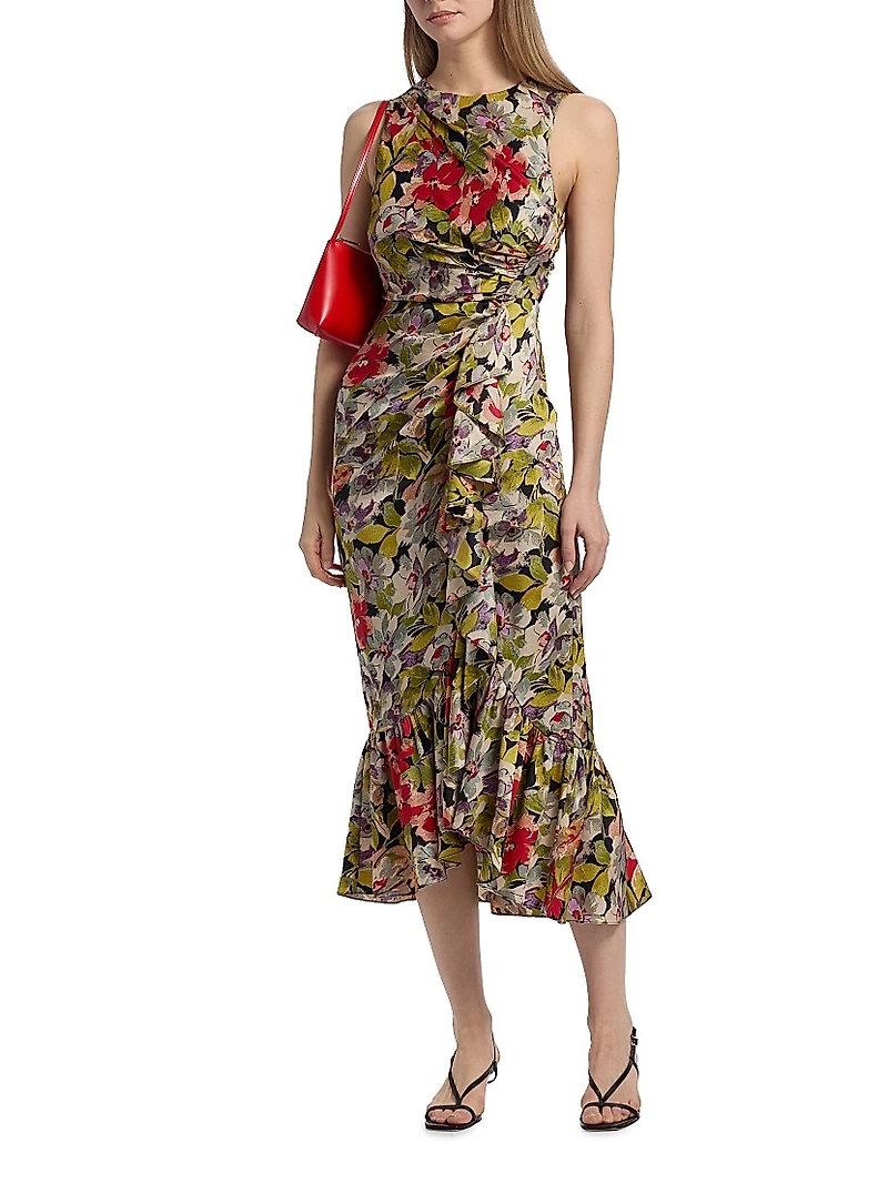 Canyon Bloom Elvira Printed Silk Midi-Dress
