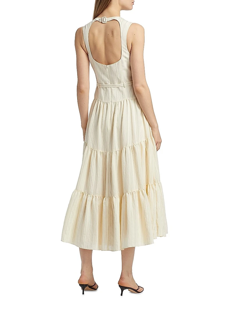 Lucir Striped Belted Maxi Dress